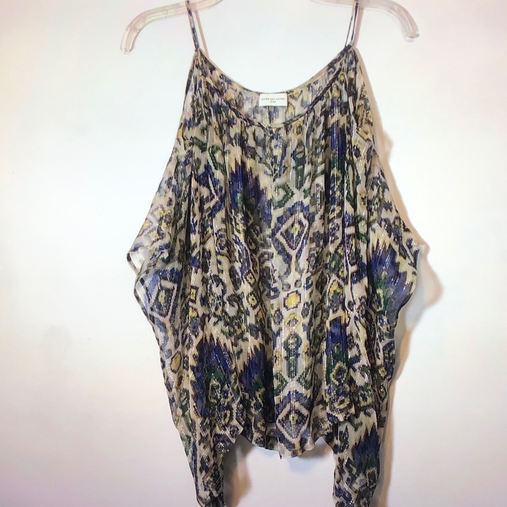 Dries Van Noten Beige Ikat-Print Spaghetti-Strap Camisole